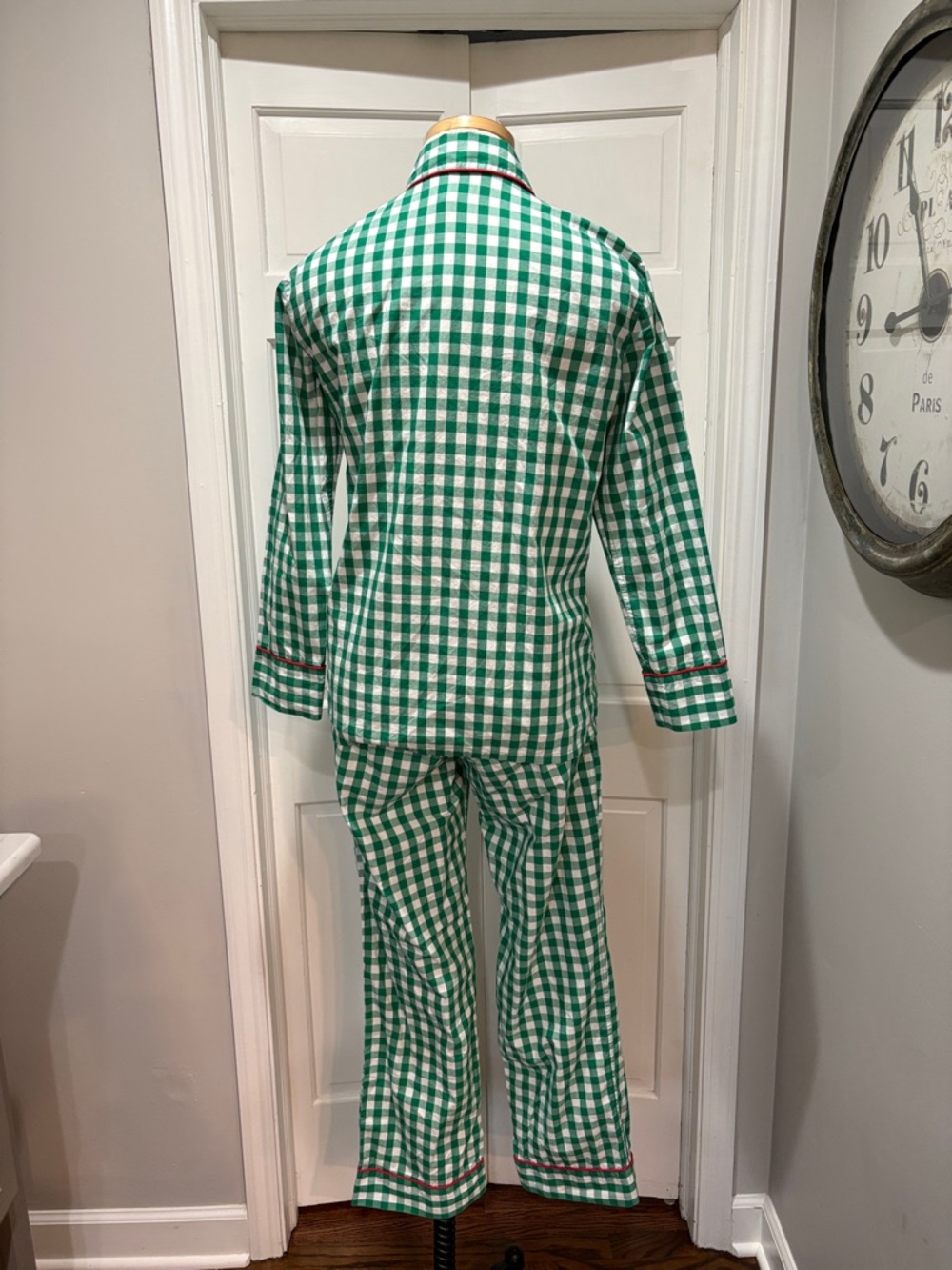 J Crew sz XS green and white gingham pajama set - Picture 4 of 10